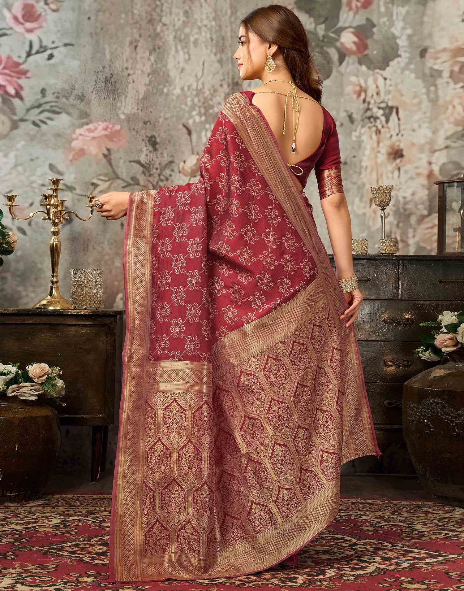 Red Silk Woven Banarasi Saree