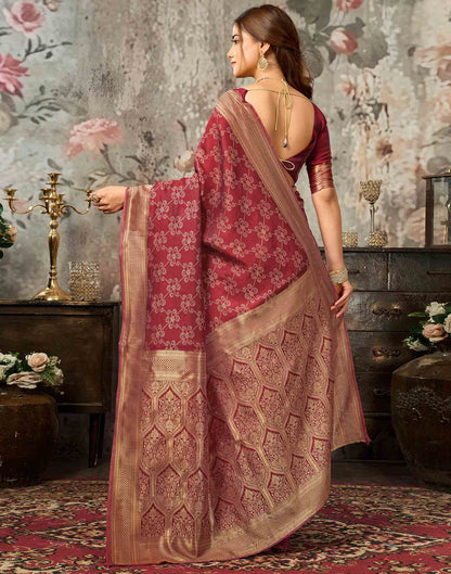Red Silk Woven Banarasi Saree
