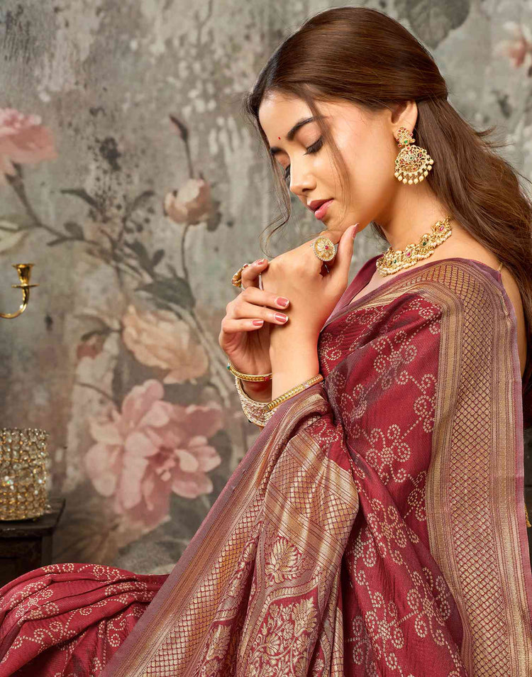 Red Silk Woven Banarasi Saree