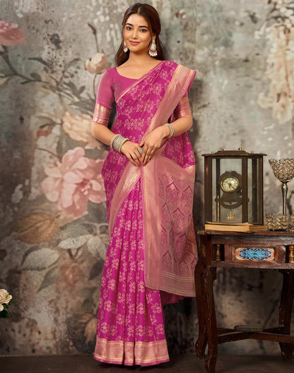 Pink Silk Woven Banarasi Saree