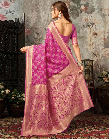 Pink Silk Woven Banarasi Saree