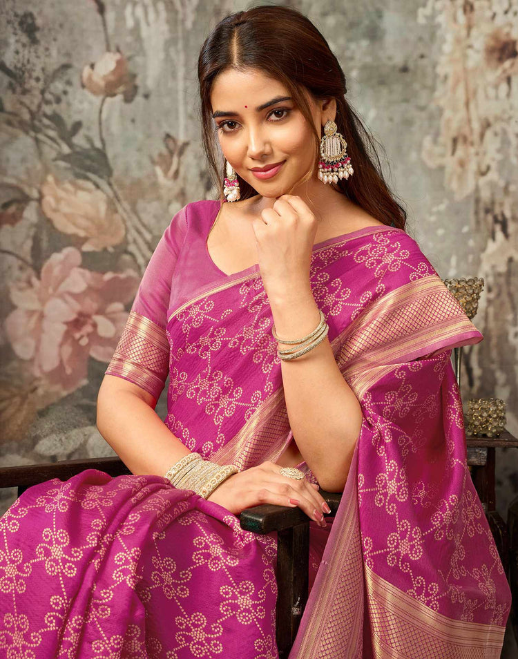 Pink Silk Woven Banarasi Saree