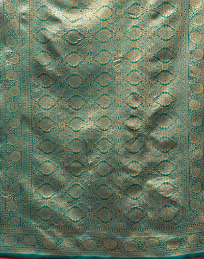 Dark Coral Peach Silk Woven Banarasi Saree