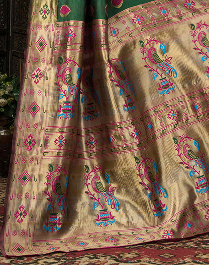 Dark Green Silk Woven Banarasi Saree