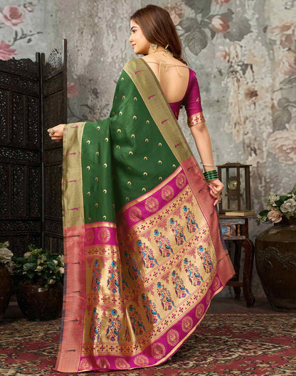Dark Green Silk Woven Paithani Saree