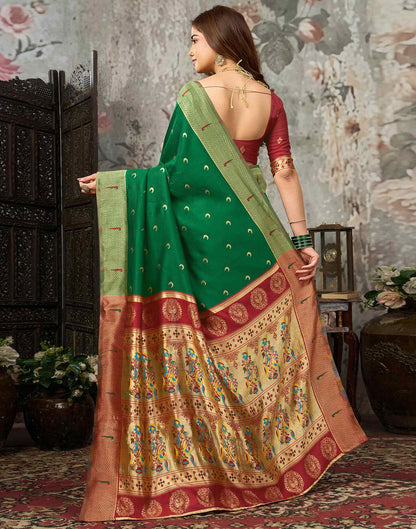 Dark Green Silk Woven Paithani Saree