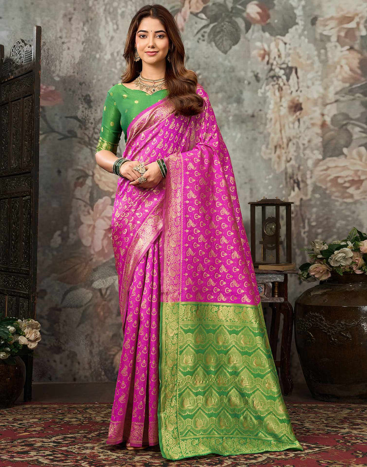 Dark Pink Silk Woven Patola Saree