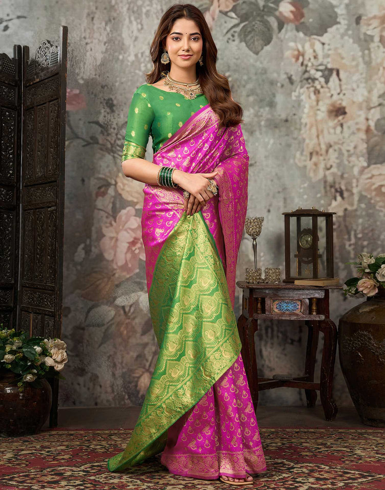 Dark Pink Silk Woven Patola Saree