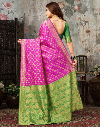 Dark Pink Silk Woven Patola Saree