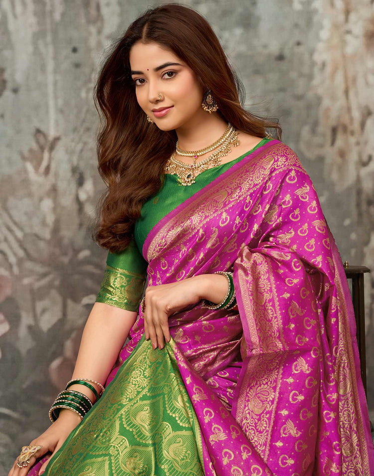 Dark Pink Silk Woven Patola Saree