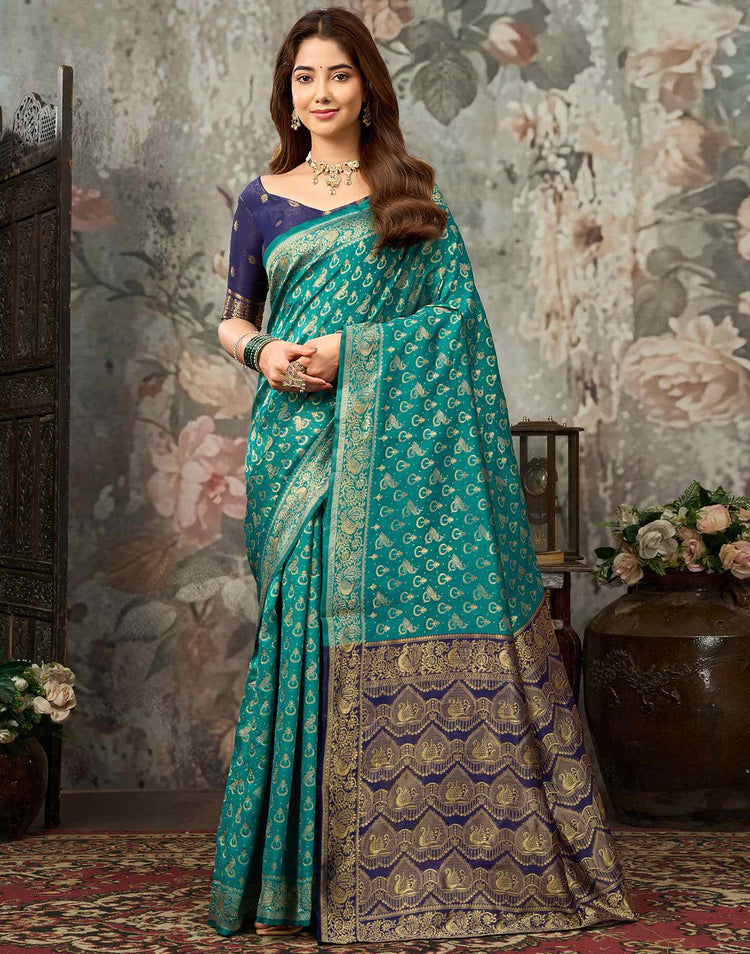 Rama Green Silk Woven Patola Saree