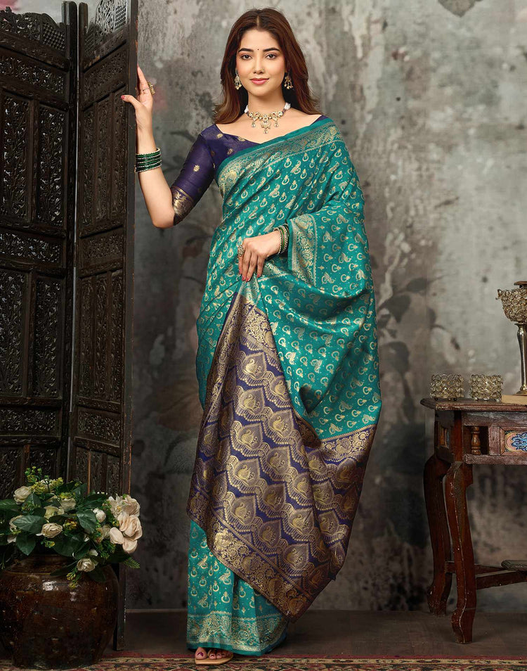 Rama Green Silk Woven Patola Saree