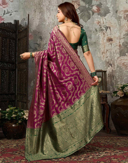 Magenta Silk Woven Banarasi Saree