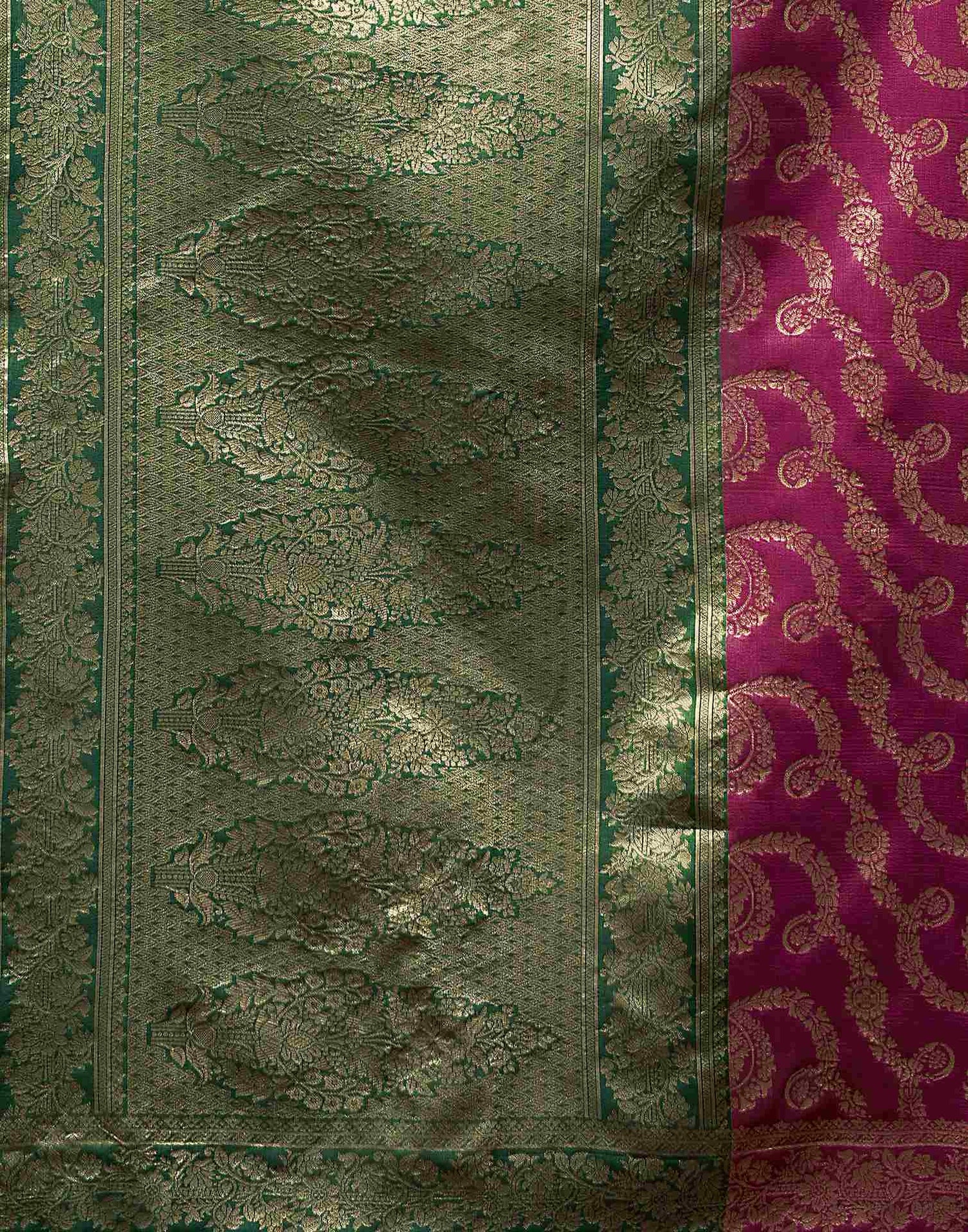 Magenta Silk Woven Banarasi Saree
