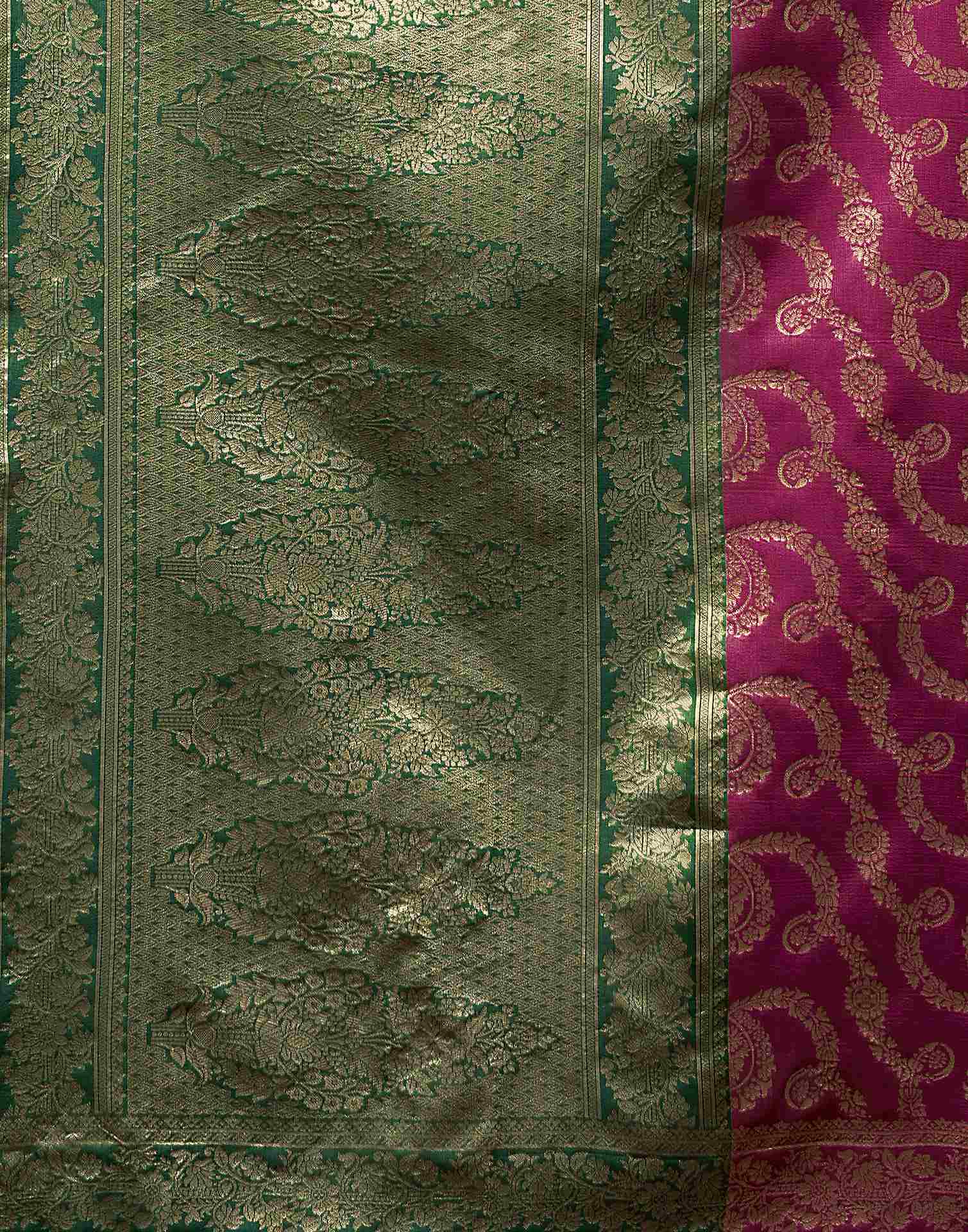 Magenta Silk Woven Banarasi Saree