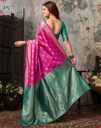 Rani Pink Silk Woven Banarasi Saree