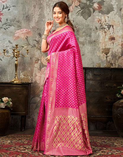 Rani Pink Silk Woven Banarasi Saree
