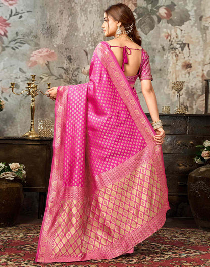 Rani Pink Silk Woven Banarasi Saree