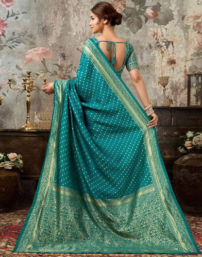 Teal Green Silk Woven Banarasi Saree