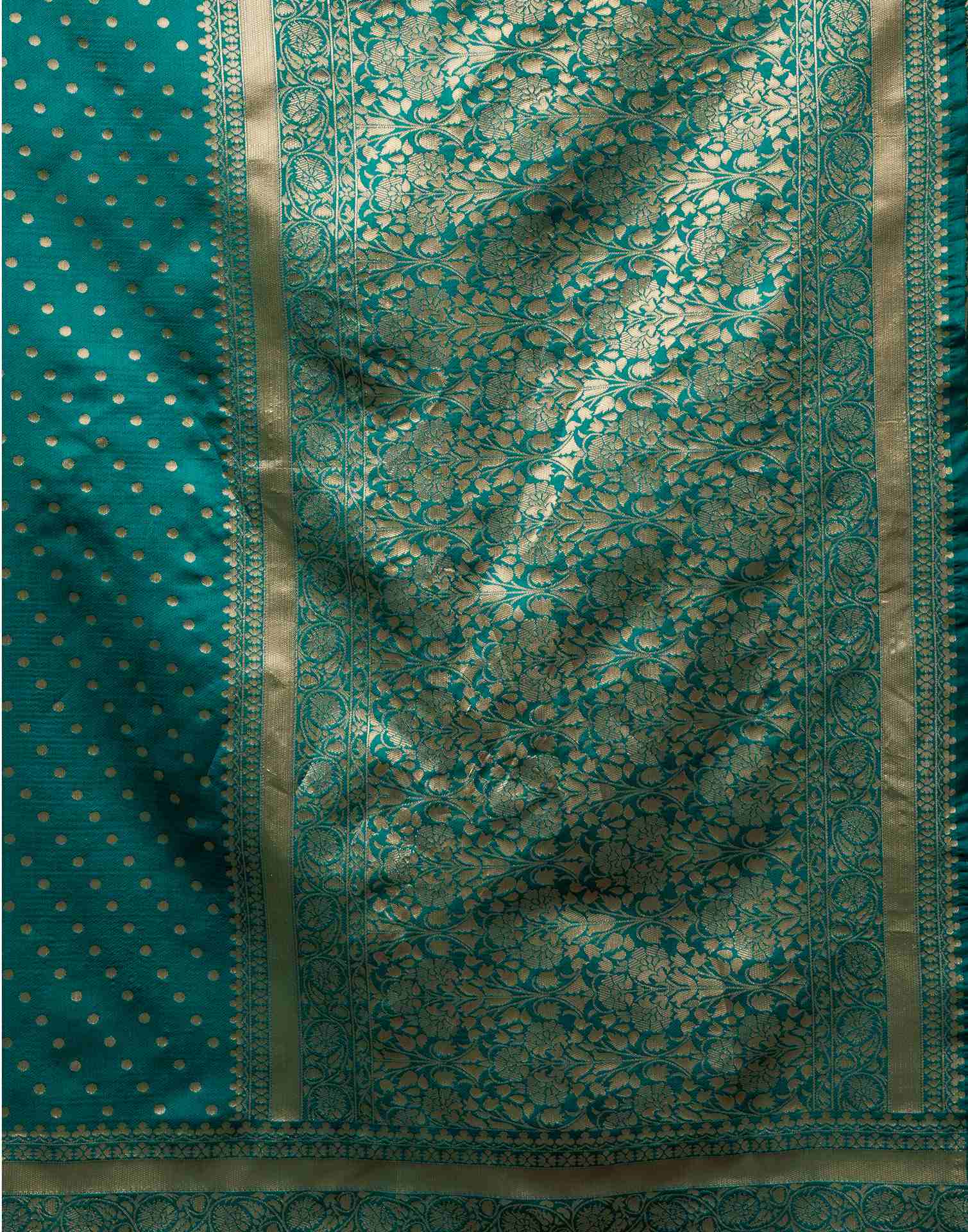 Teal Green Silk Woven Banarasi Saree