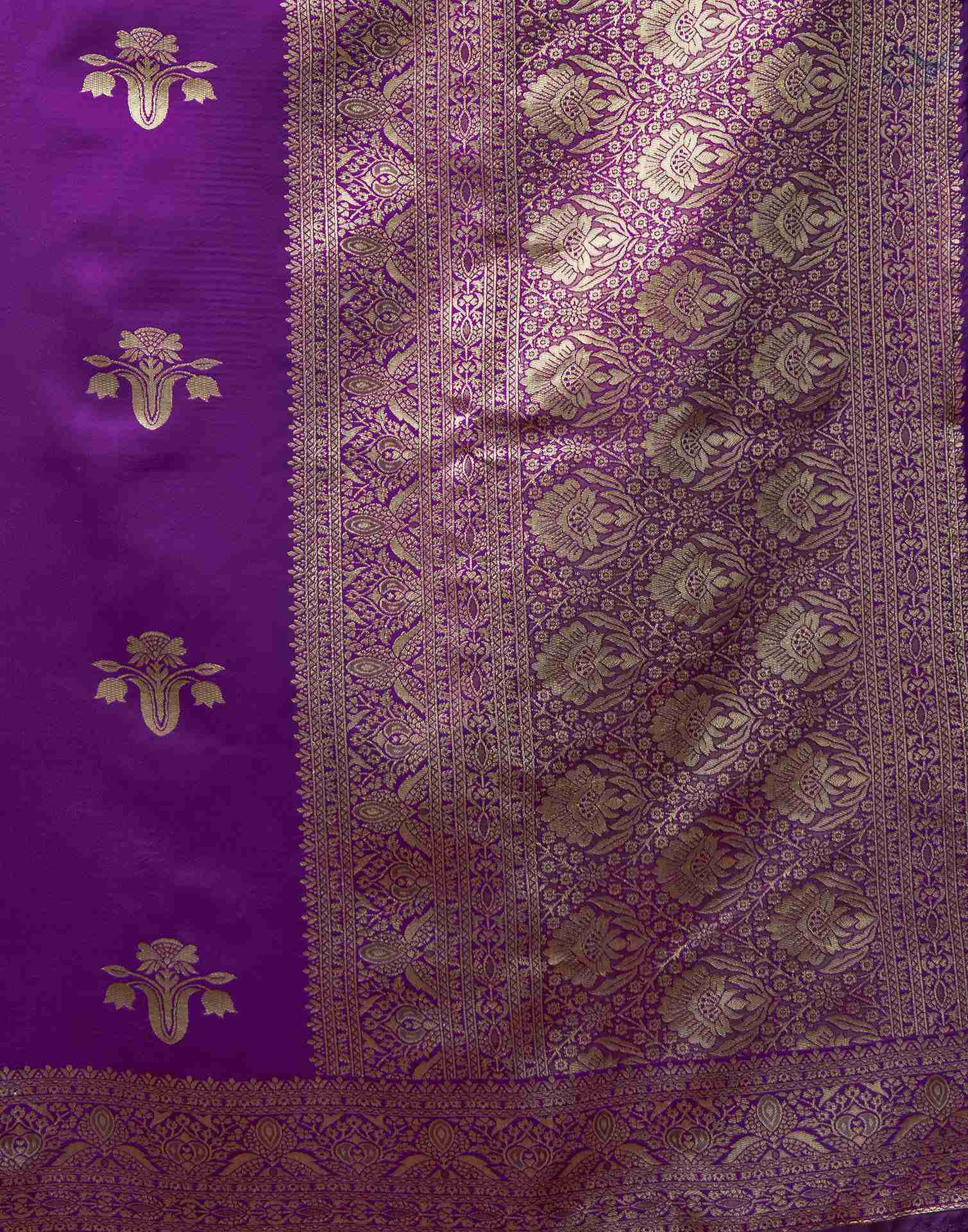 Dark Purple Silk Woven Banarasi Saree