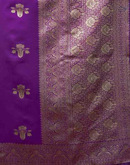 Dark Purple Silk Woven Banarasi Saree