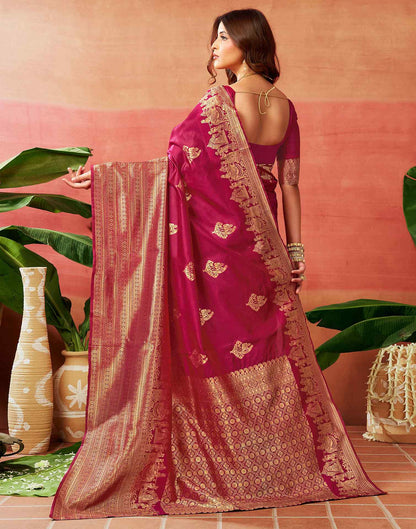 Dark Pink Silk Woven Banarasi Saree