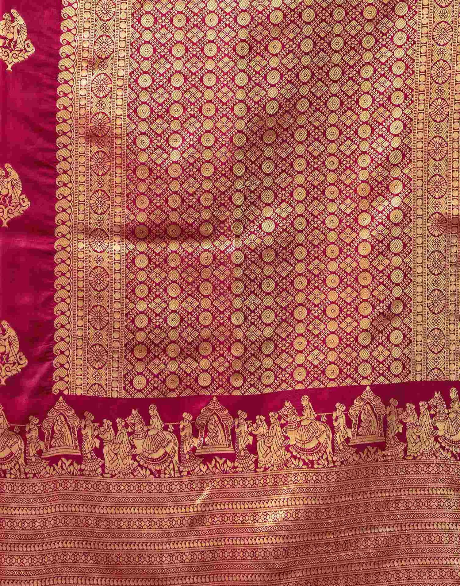 Dark Pink Silk Woven Banarasi Saree