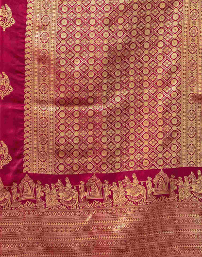 Dark Pink Silk Woven Banarasi Saree