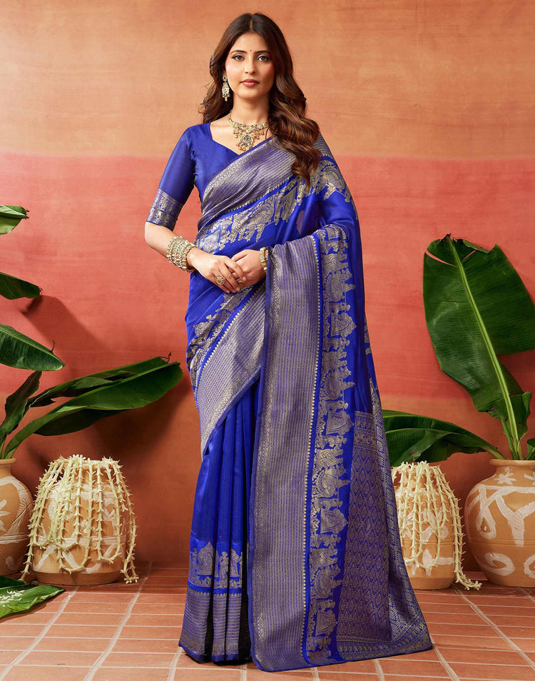 Blue Silk Woven Kanjivaram Saree