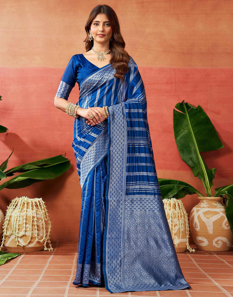 Blue Silk Woven Banarasi Saree