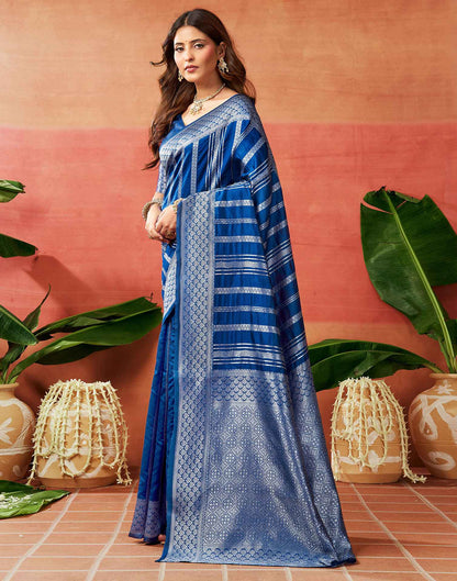 Blue Silk Woven Banarasi Saree