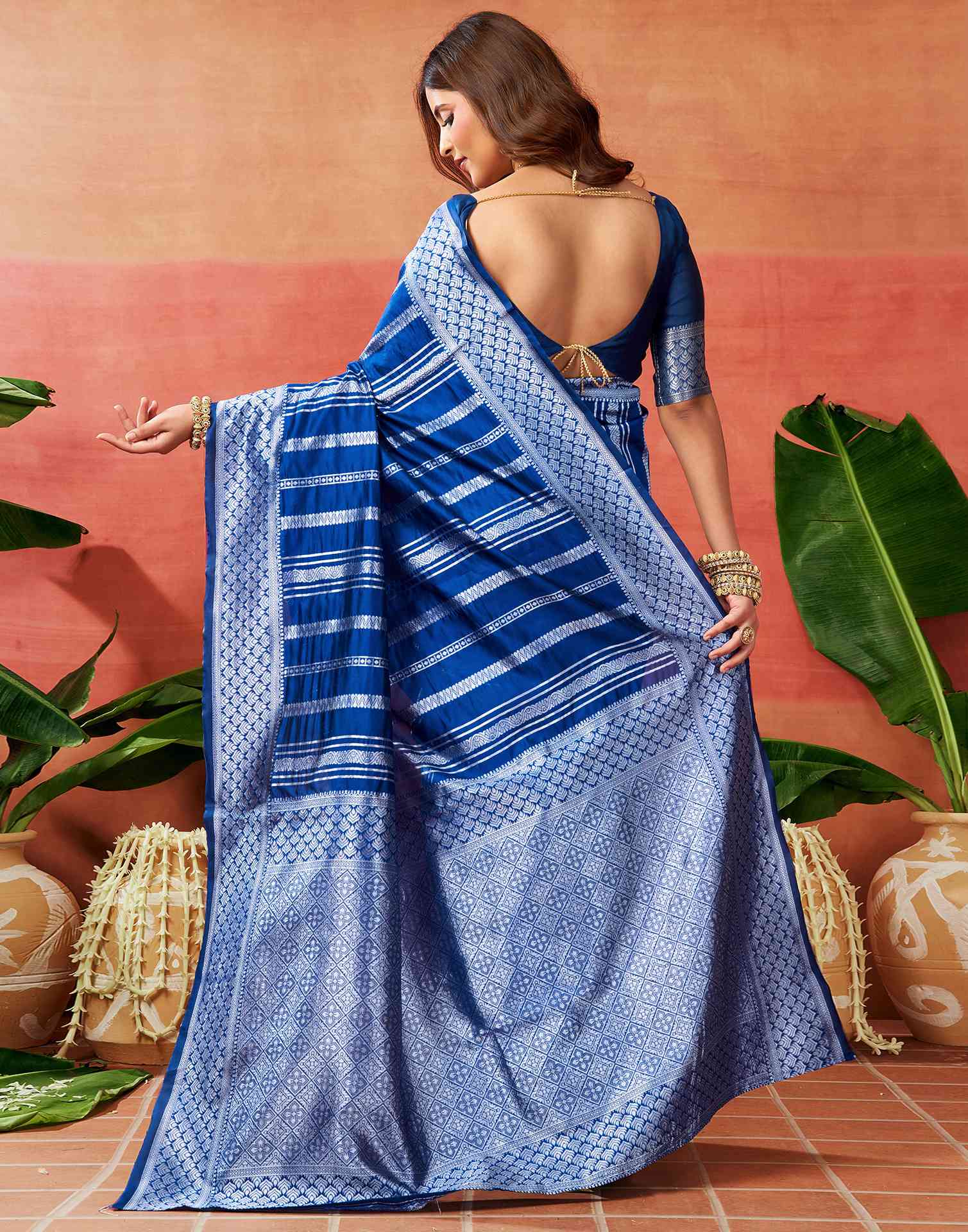 Blue Silk Woven Banarasi Saree