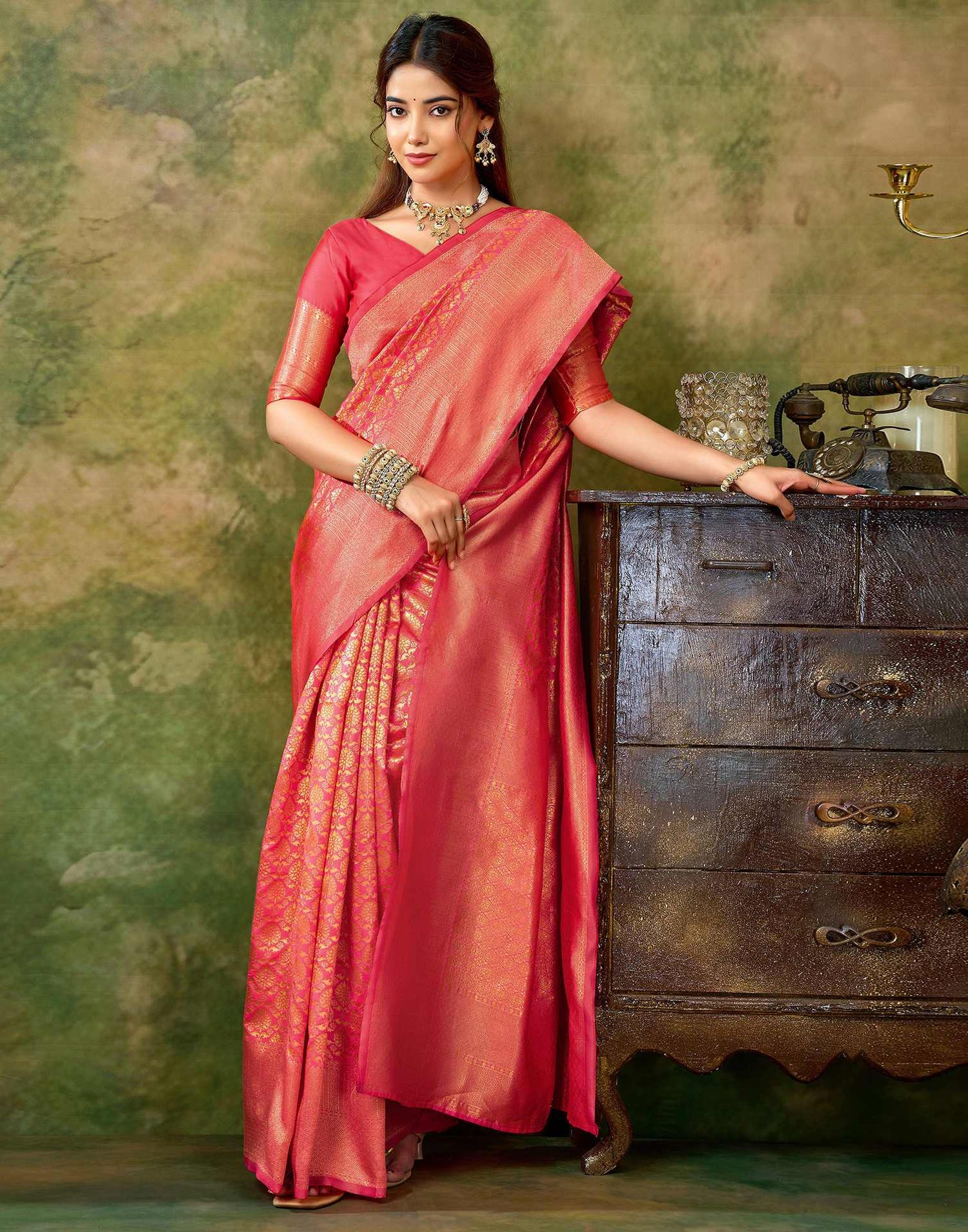 Rani Pink Silk Woven Banarasi Saree