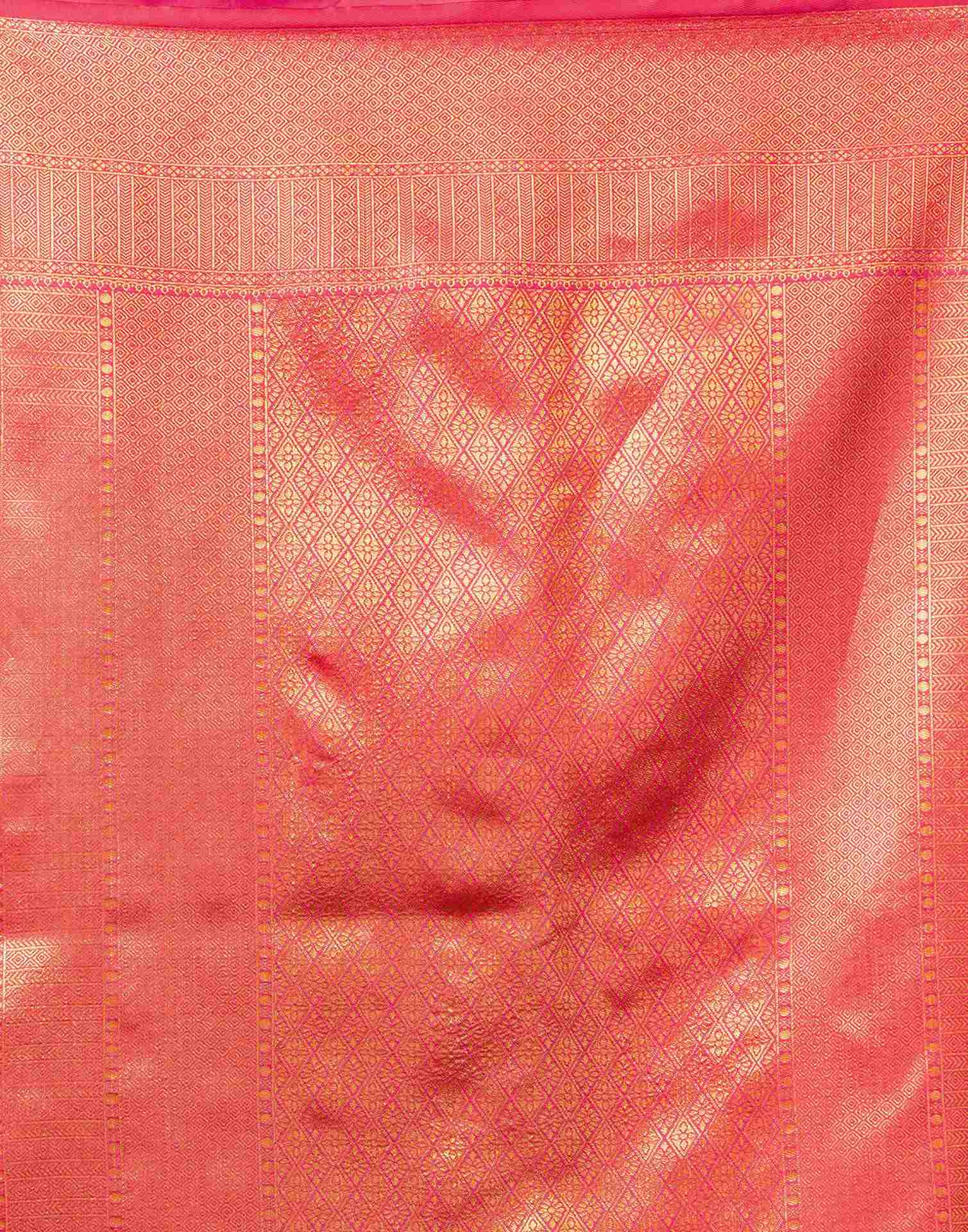 Rani Pink Silk Woven Banarasi Saree