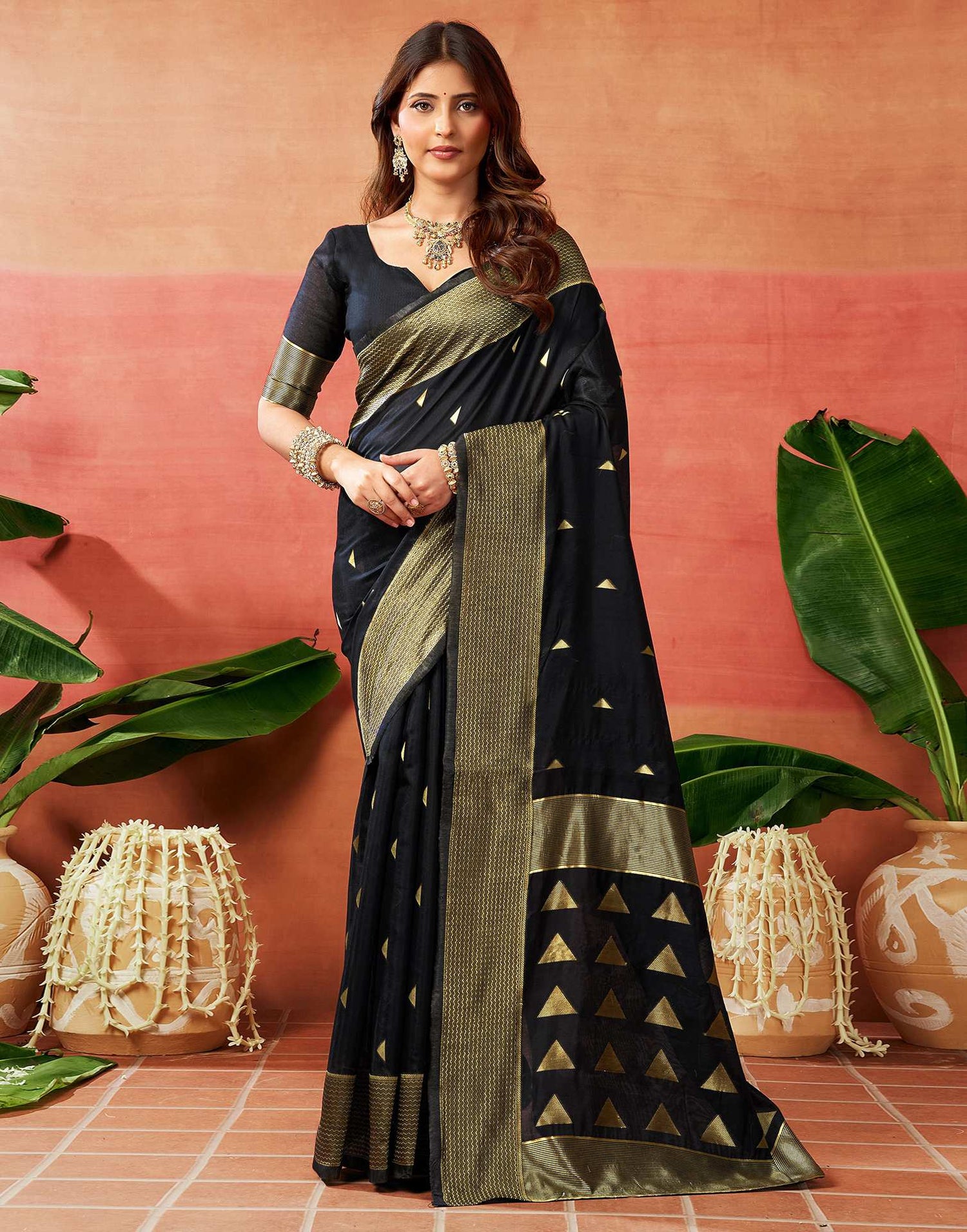 Black Silk Woven Banarasi Saree