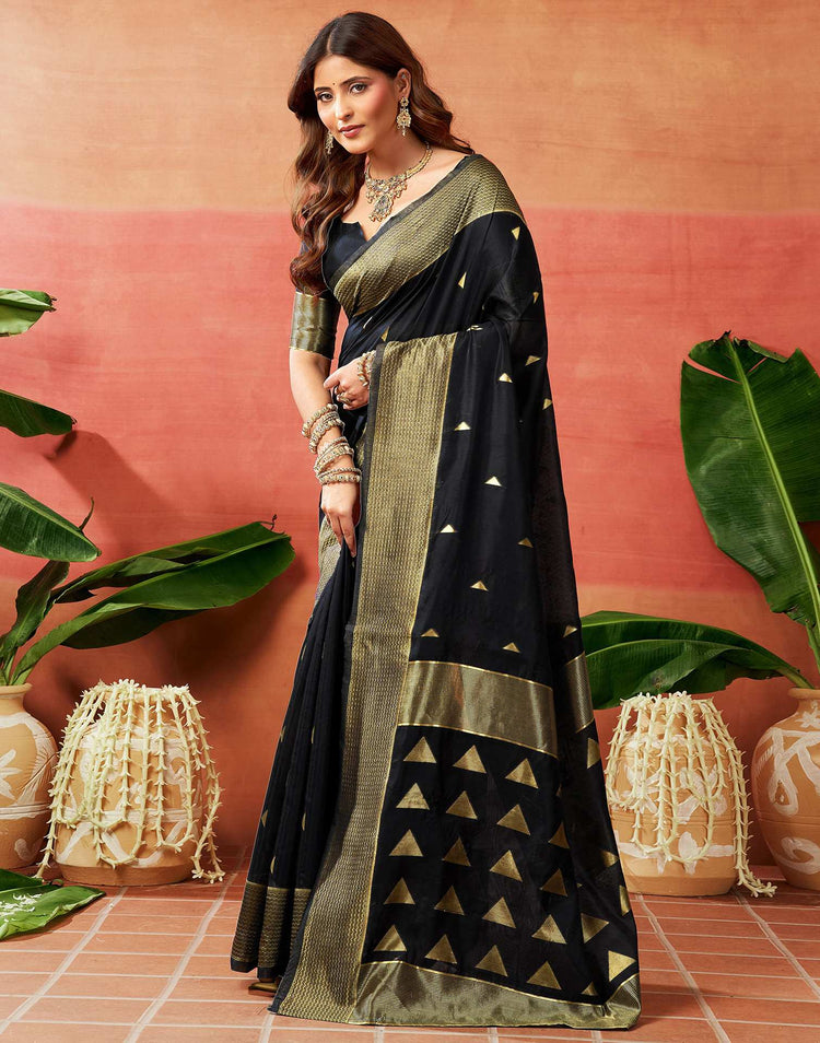 Black Silk Woven Banarasi Saree