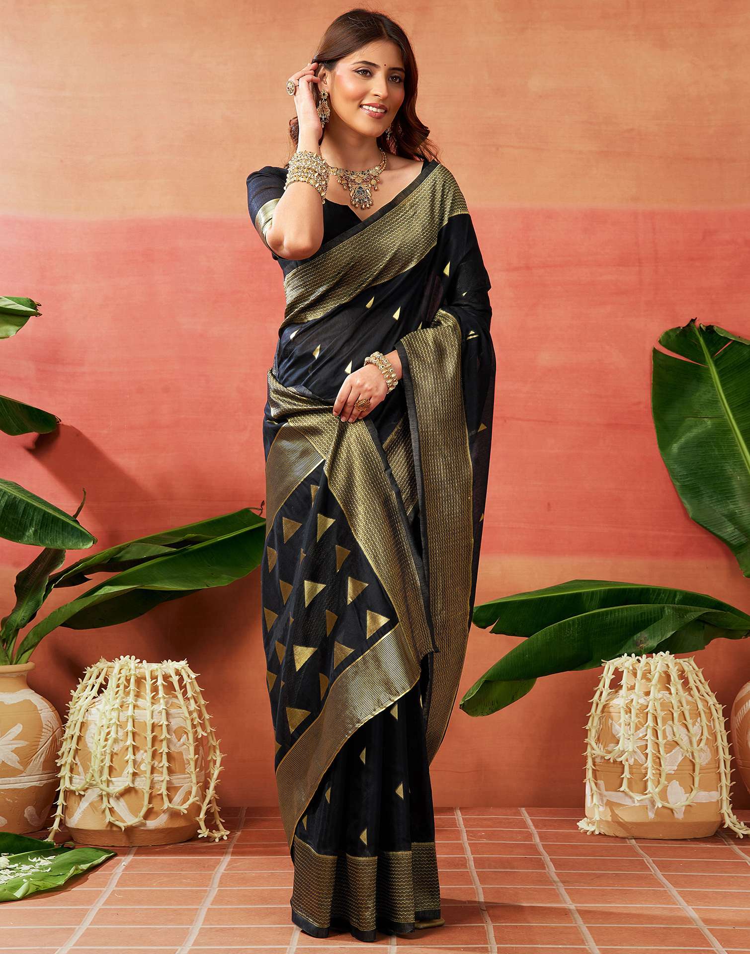 Black Silk Woven Banarasi Saree