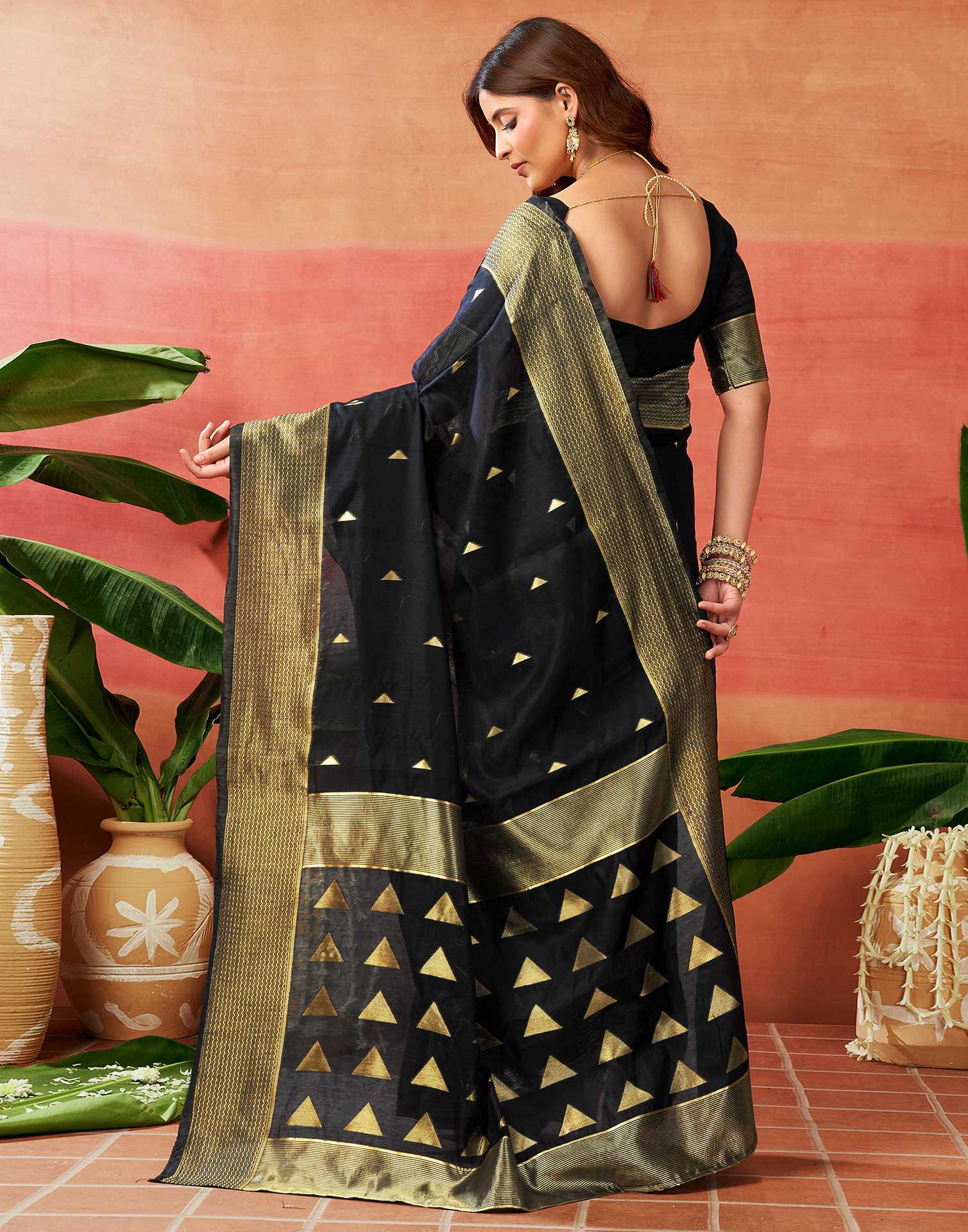 Black Silk Woven Banarasi Saree