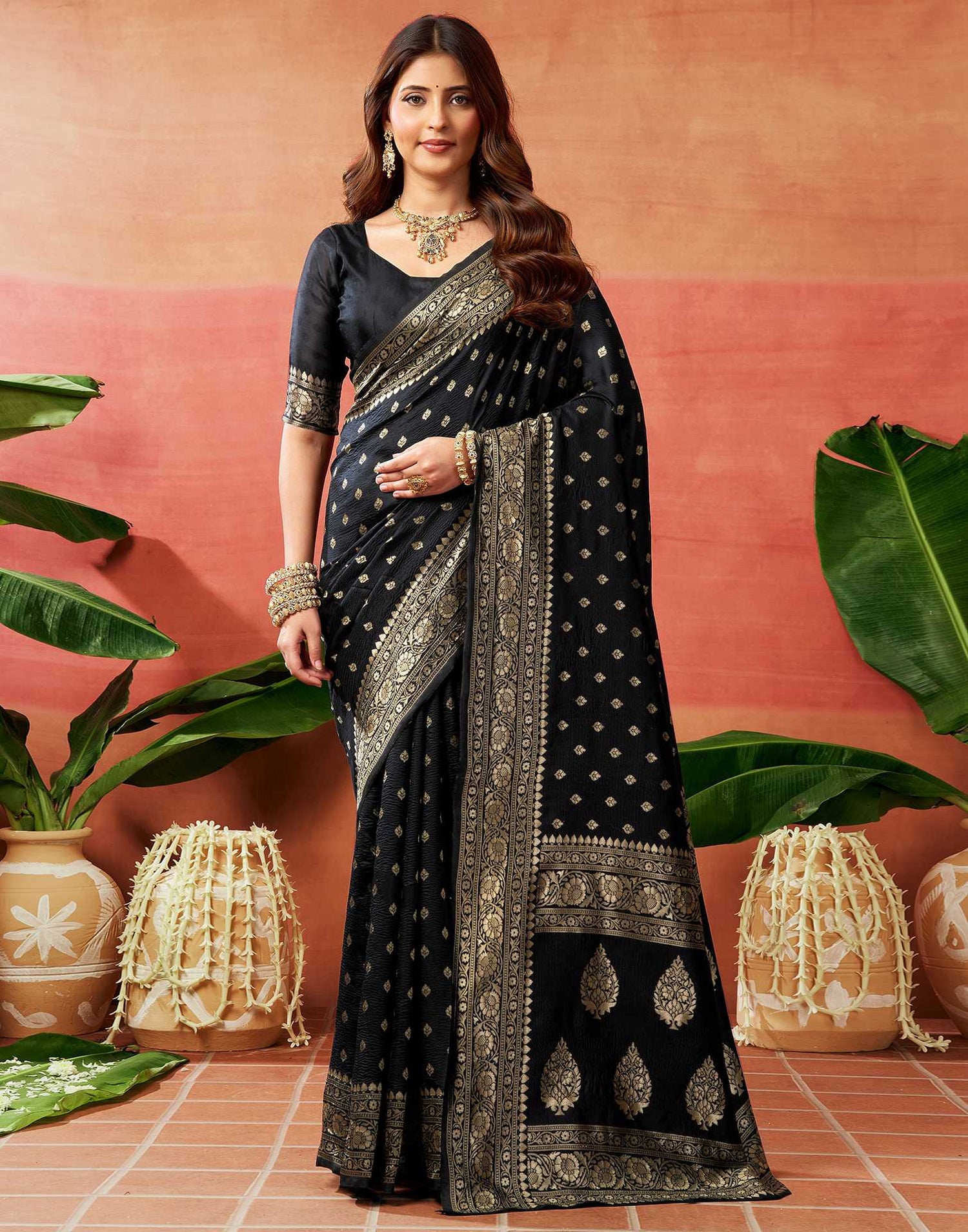 Black Silk Woven Banarasi Saree