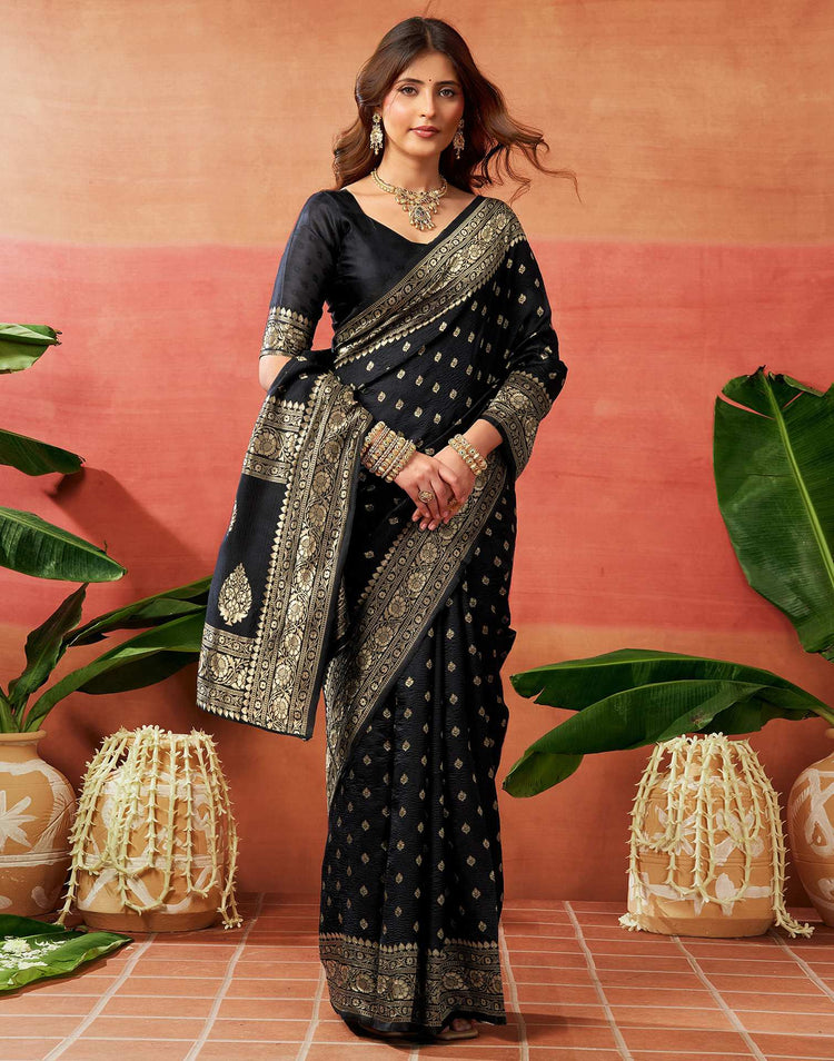 Black Silk Woven Banarasi Saree