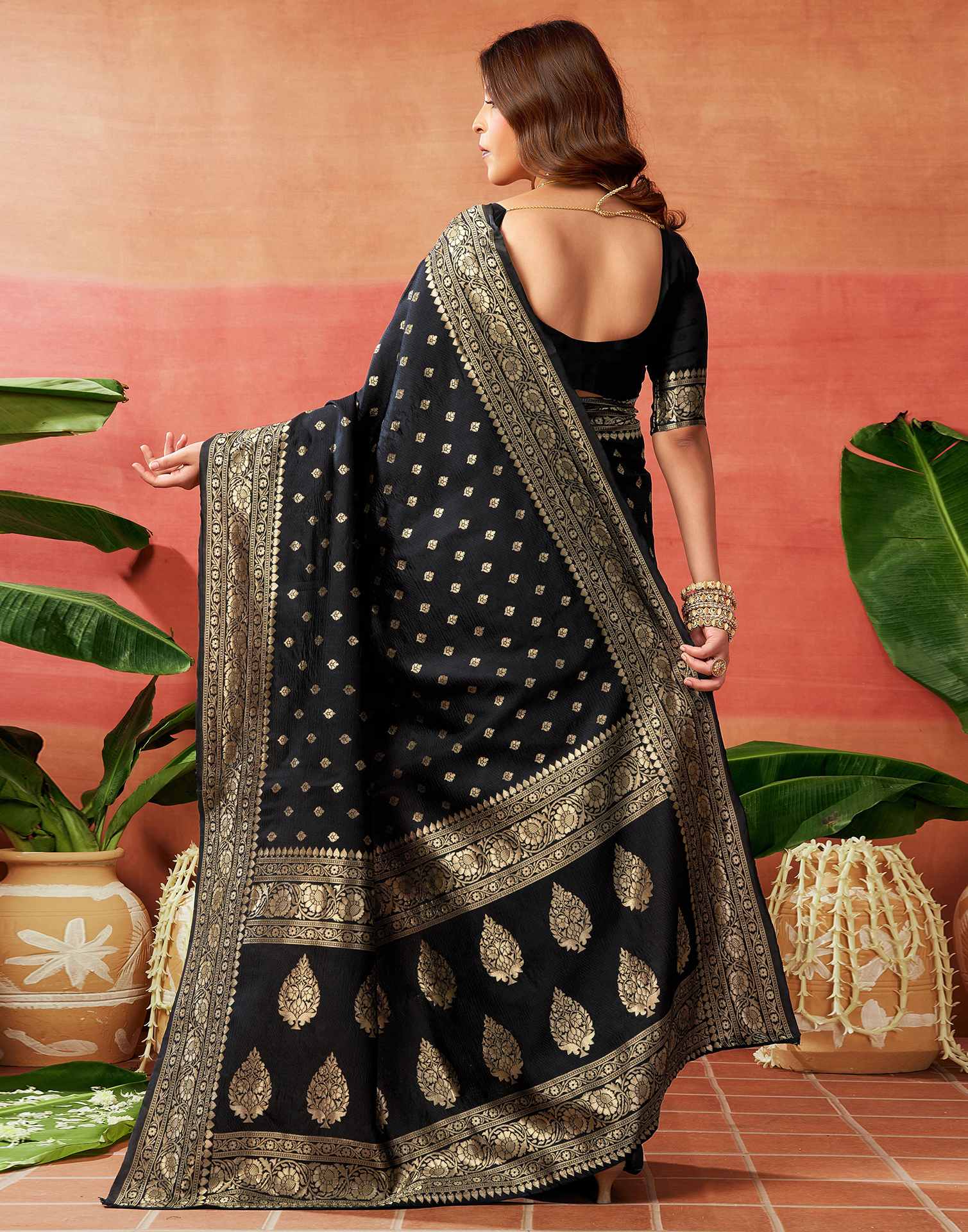 Black Silk Woven Banarasi Saree