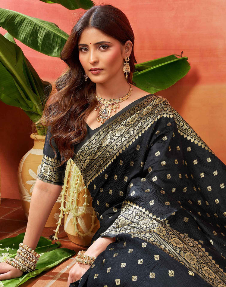 Black Silk Woven Banarasi Saree