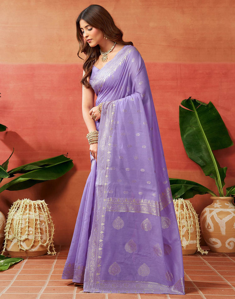 Lavender Silk Woven Banarasi Saree