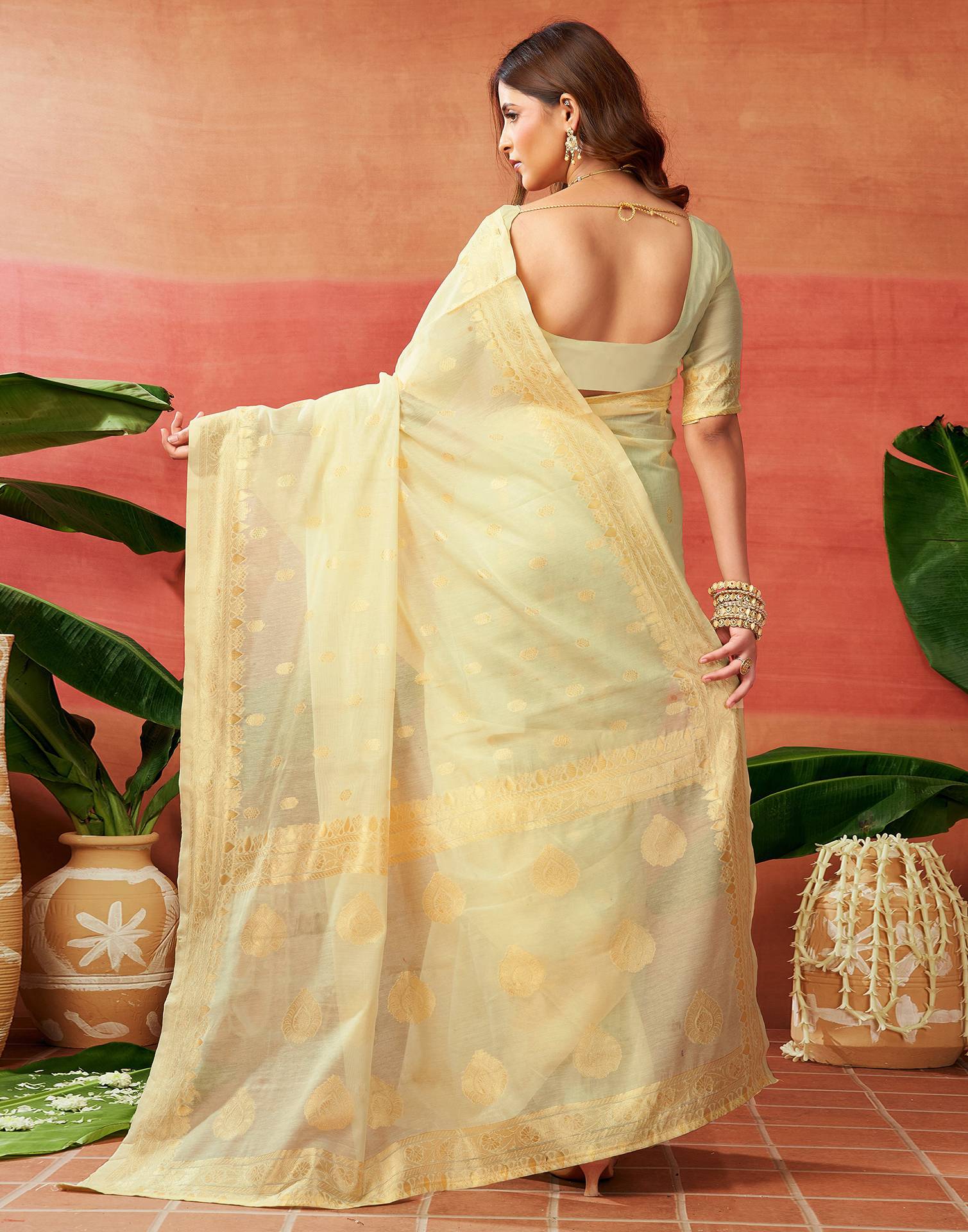 Off White Silk Woven Banarasi Saree