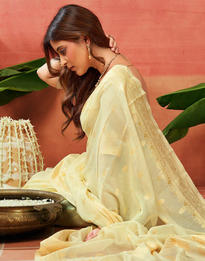 Off White Silk Woven Banarasi Saree