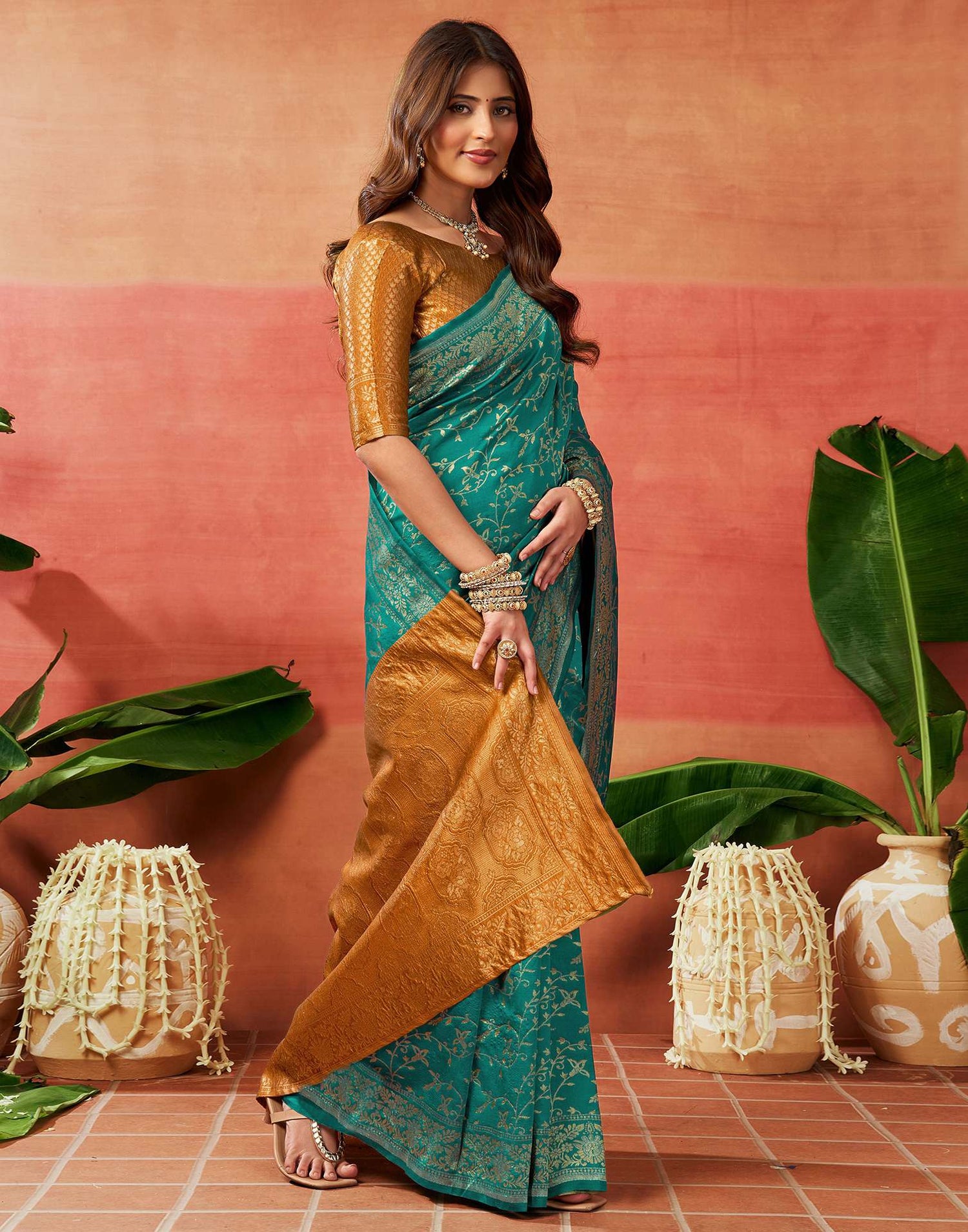 Green Silk Woven Banarasi Saree