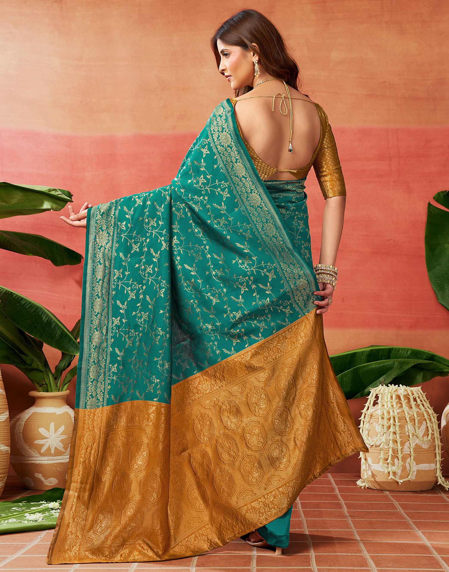 Green Silk Woven Banarasi Saree