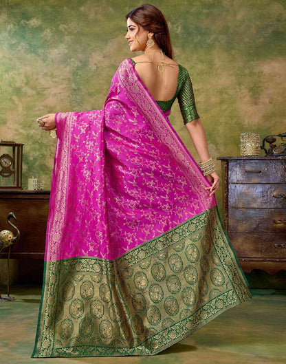 Magenta Silk Woven Banarasi Saree