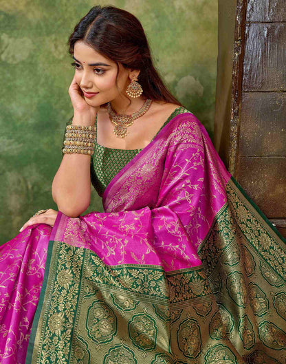 Magenta Silk Woven Banarasi Saree